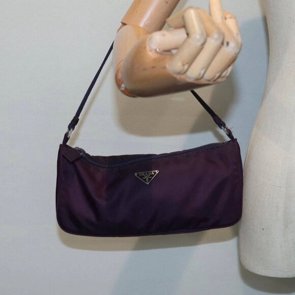 PRADA Accessory Pouch Nylon Purple Silver Auth - Picture 1 of 16